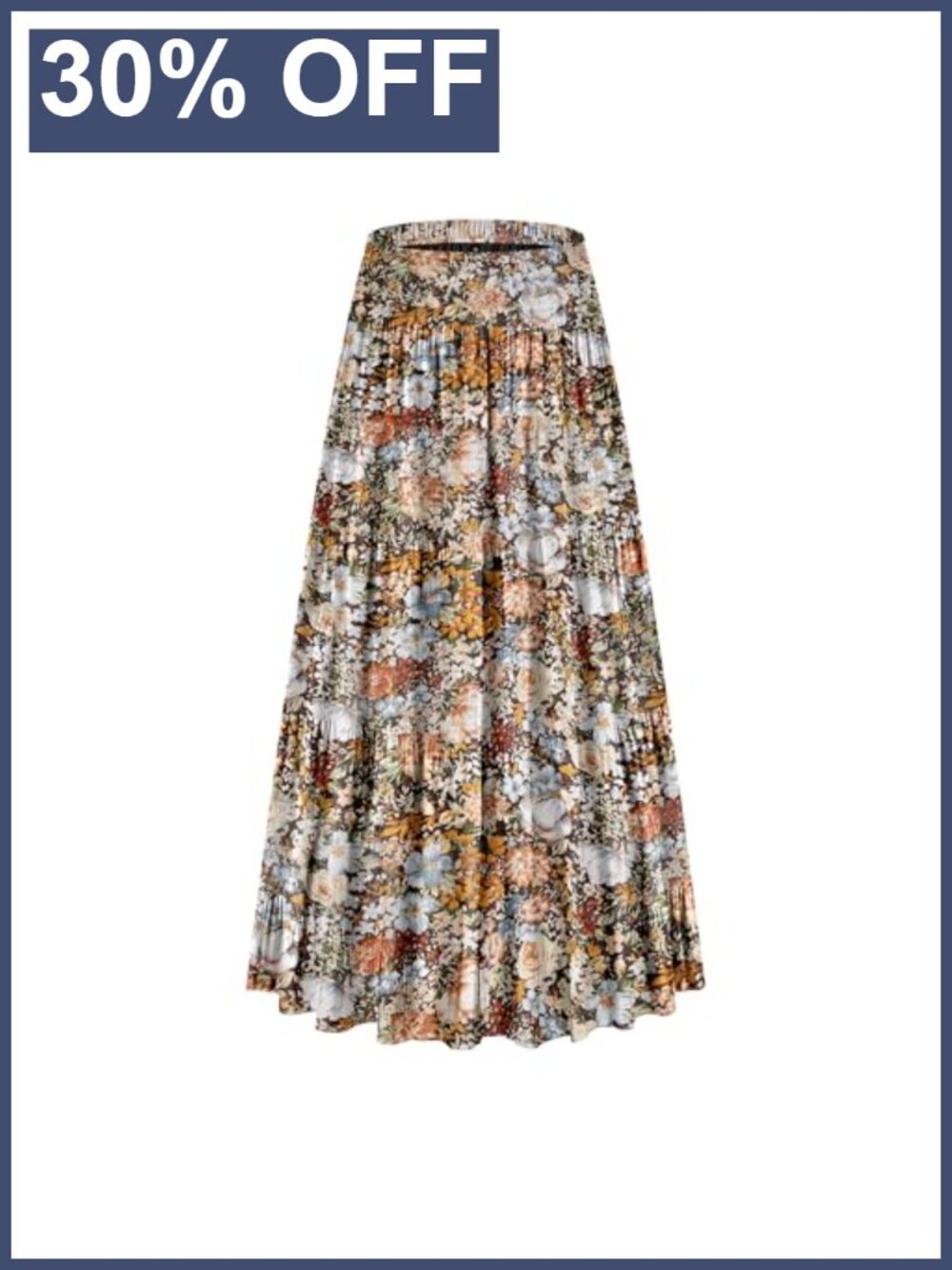 Women's Chiffon High Waist Tiered Pleated A-Line Boho Long Maxi Skirt